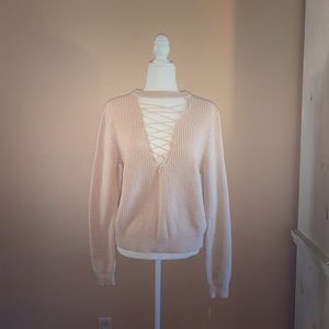 Sophie Rue Lace Up Cotton Sweater - Off White